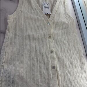 NWT MANGO Cream Button-Up Knit Tank